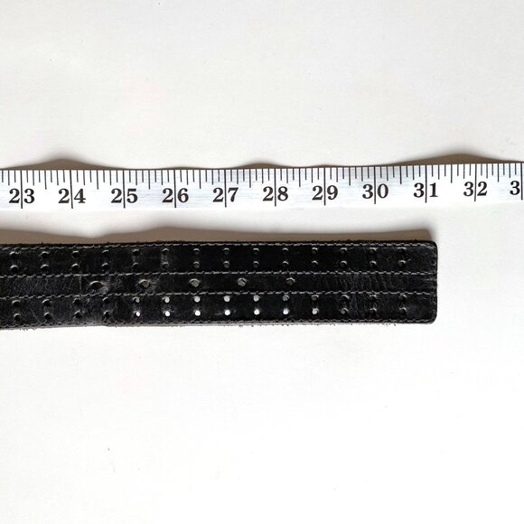 Vintage 90s Christian Dior Wide Black Cowhide Leather Waist Belt Size SM - Picture 6 of 9